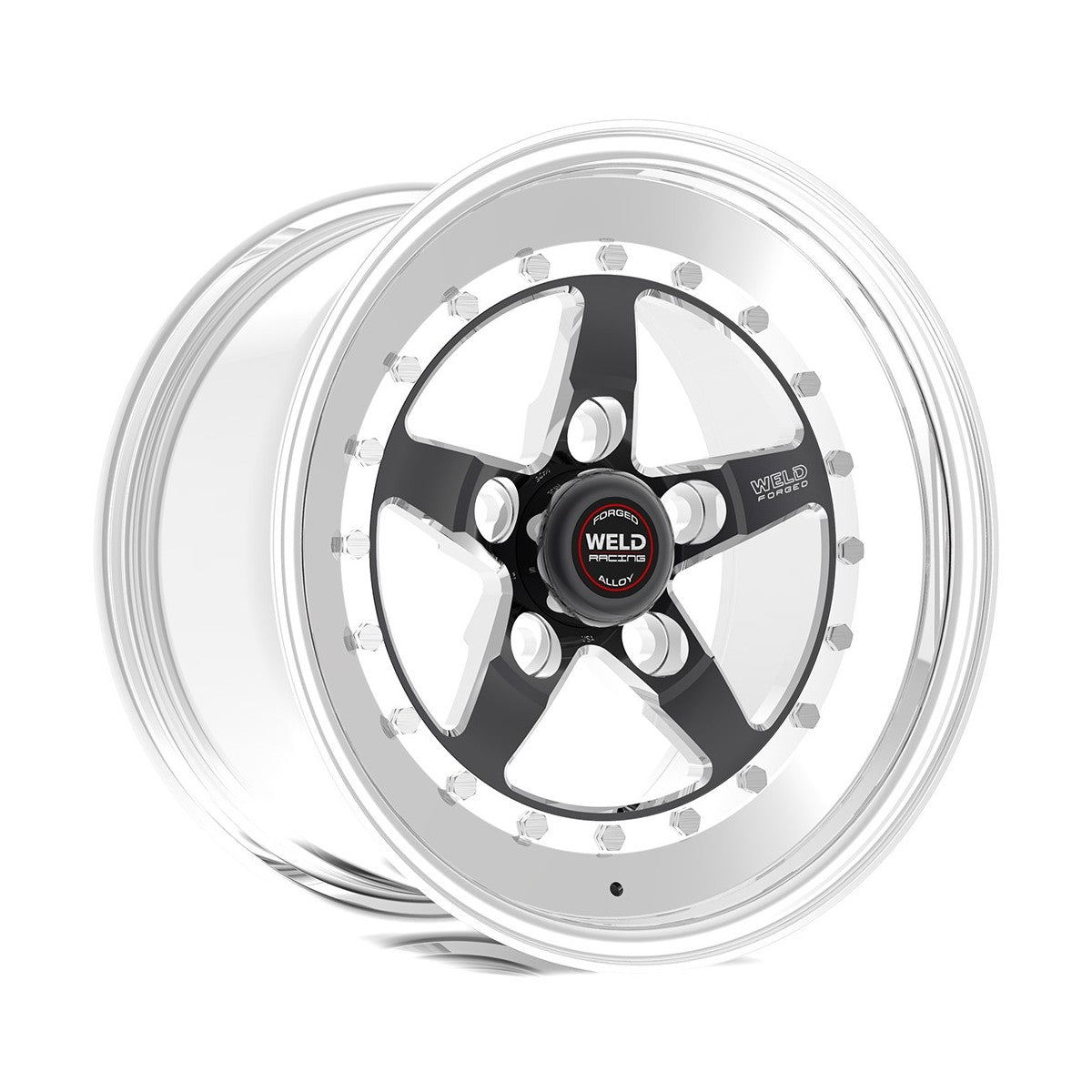 Weld 791B-54272 Weldstar Wheel 15x4 5x4.75 ET-25 BS1.5 Black Center - Polished Shell