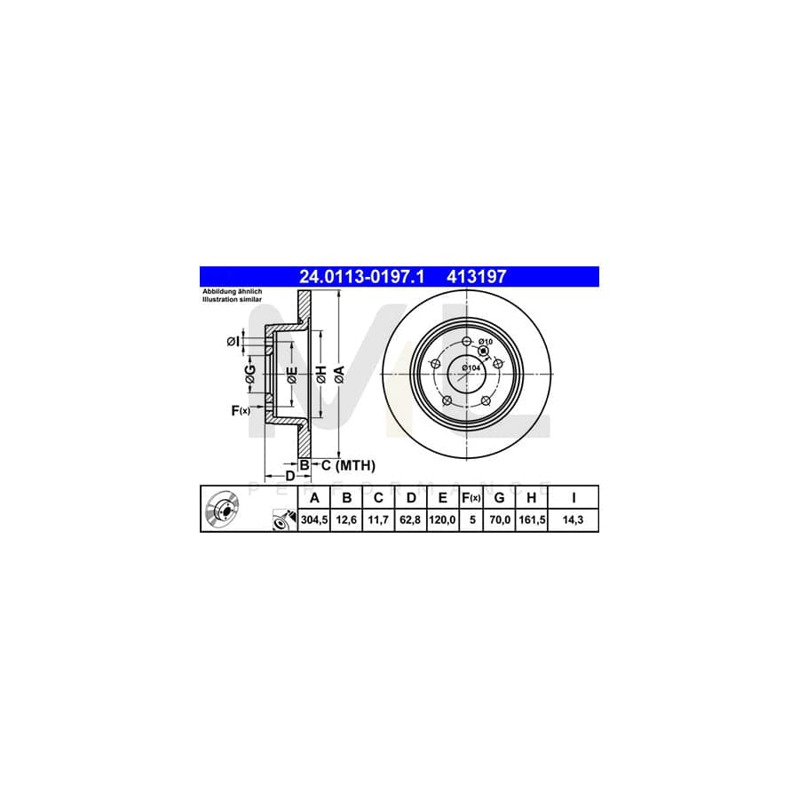 ATE 24.0113-0197.1 Brake Disc Solid, Coated | ML Performance Car Parts