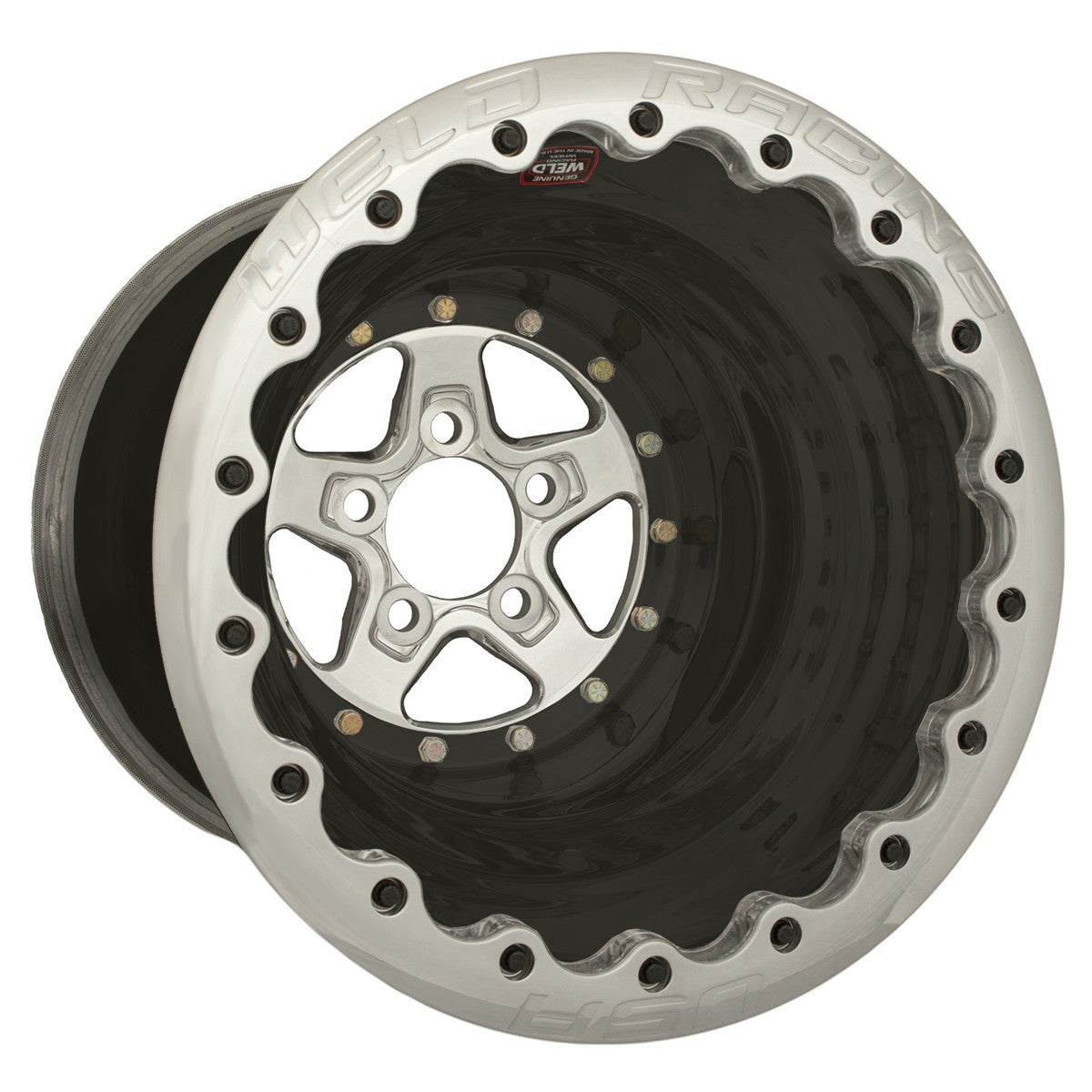 Weld 88-616B278UP Alumastar Wheel 16x16 5x4.75 ET-114 BS4 Polished Center - Black Shell