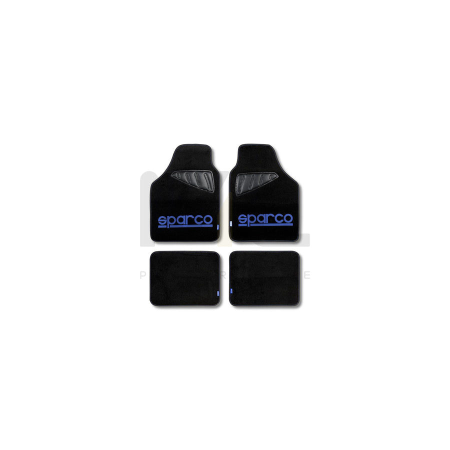 SPARCO SPC1901 Floor mat set Latex, Polyester, PVC, Front and Rear, Black, Blue | ML Performance Car Parts