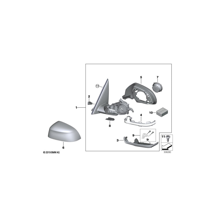 Genuine BMW 51168738408 G02 Heated Outside Mirror, Memory Bus, Right SHADOW-LINE (Inc. X4 M40iX, X4 25dX & X4 30iX) | ML Performance UK