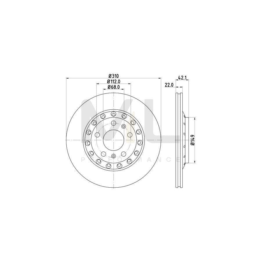 HELLA PRO High Carbon 8DD 355 128-651 Brake Disc Externally Vented, Coated, High-carbon, without wheel hub, without wheel studs | ML Performance Car Parts