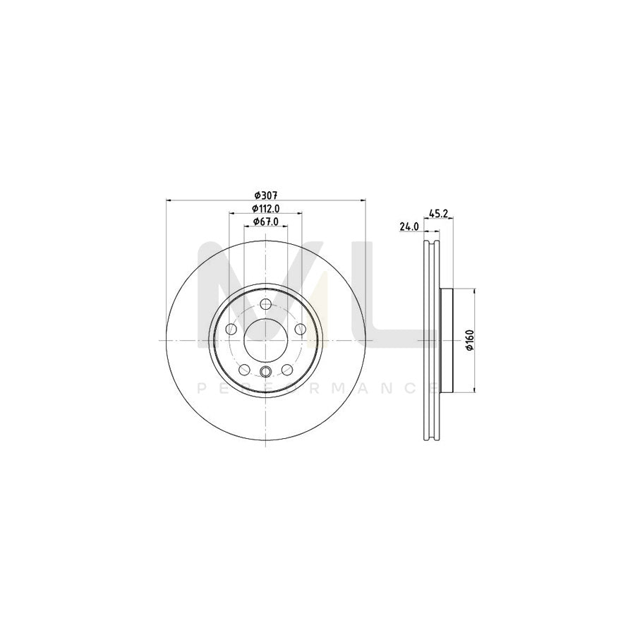 HELLA 8DD 355 125-351 Brake Disc Internally Vented, Coated, without wheel hub, without wheel studs | ML Performance Car Parts