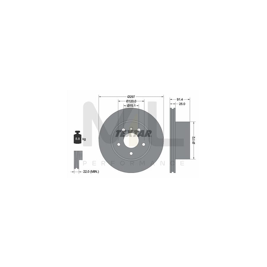 TEXTAR 92129700 Brake Disc for LAND ROVER Discovery II (L318) Externally Vented, without wheel hub, without wheel studs | ML Performance Car Parts