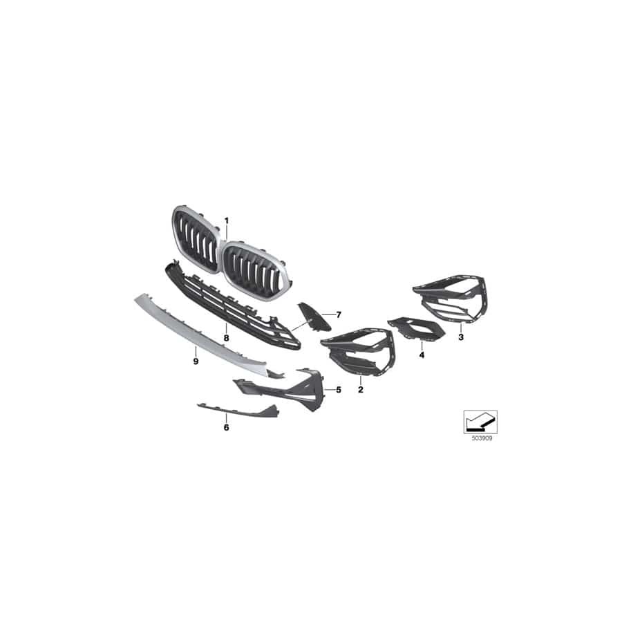 Genuine BMW 51138493450 F48 Grill Front BASIS (Inc. X1 18d, X1 25dX & X1 28i) | ML Performance UK Car Parts