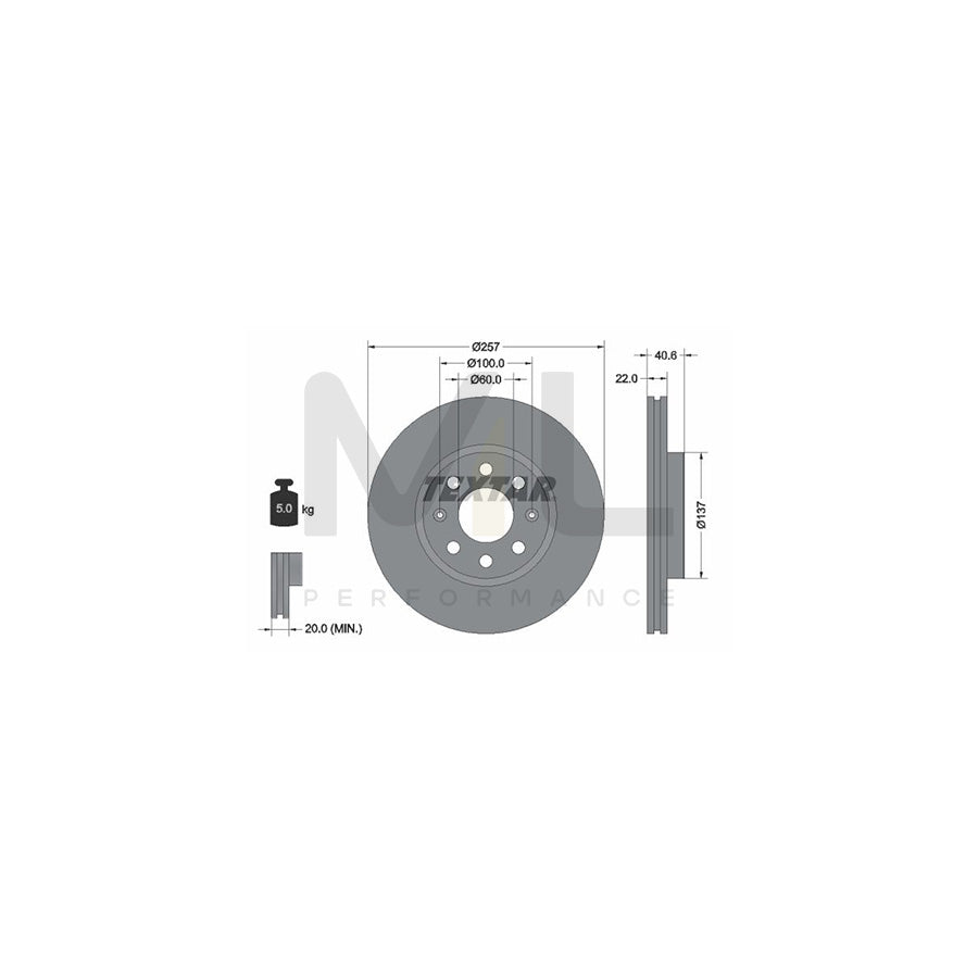 TEXTAR 92145700 Brake Disc Internally Vented, without wheel hub, without wheel studs | ML Performance Car Parts