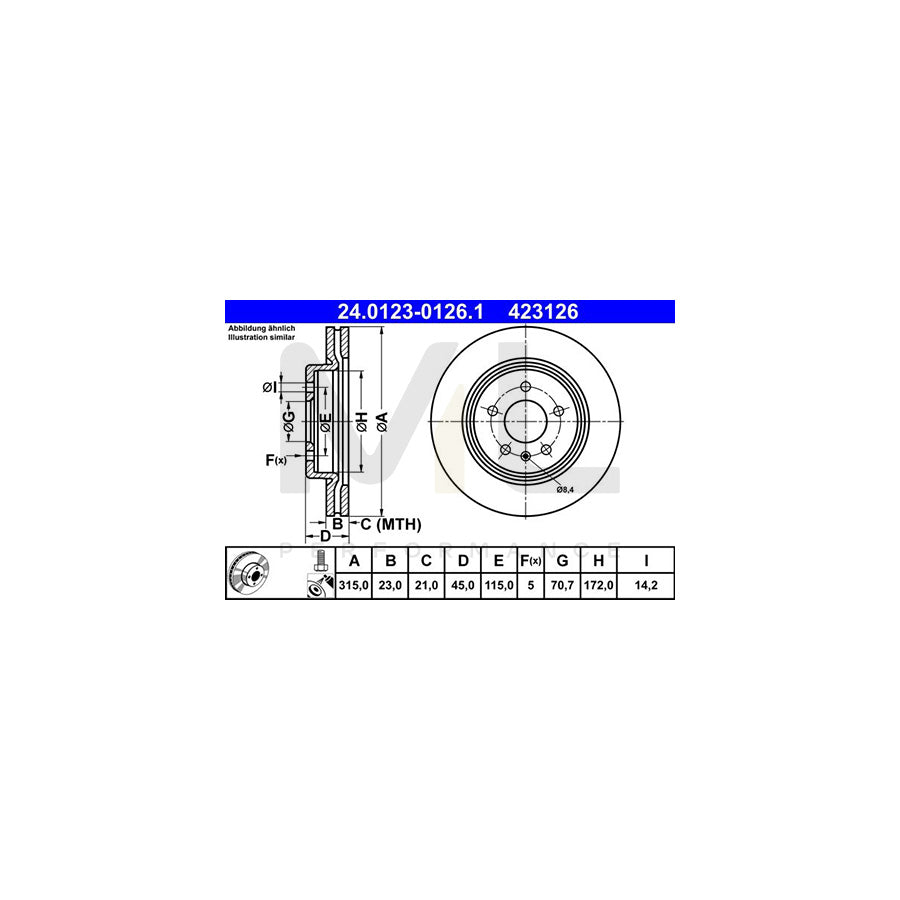 ATE 24.0123-0126.1 Brake Disc Vented, Coated | ML Performance Car Parts