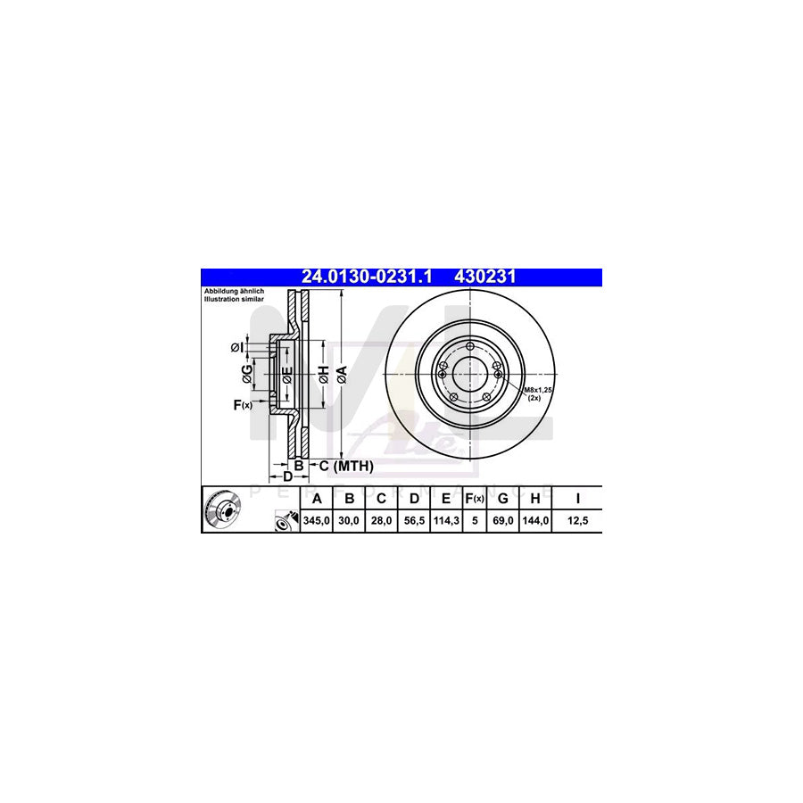 ATE 24.0130-0231.1 Brake Disc Vented, Coated, Alloyed / High-carbon | ML Performance Car Parts