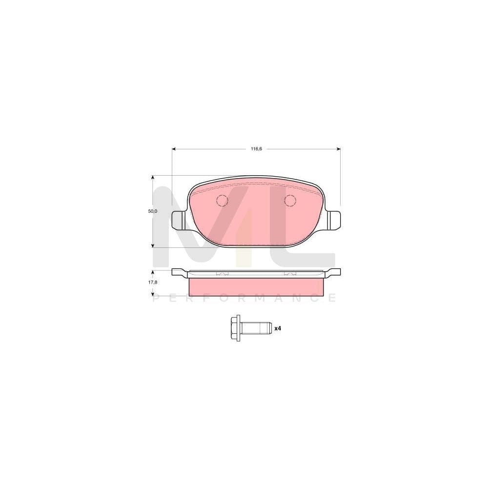 TRW Gdb1490 Brake Pad Set For Lancia Thesis (841) Not Prepared For Wear Indicator | ML Performance Car Parts