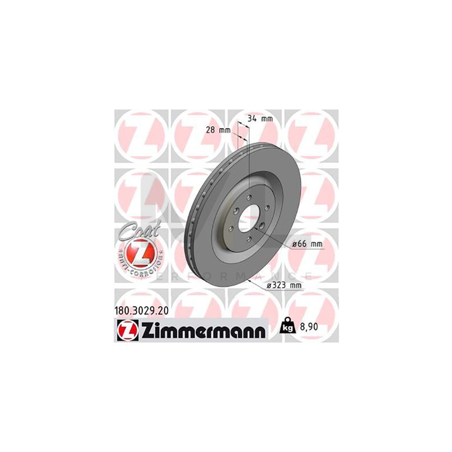 ZIMMERMANN COAT Z 180.3029.20 Brake Disc Internally Vented, Coated | ML Performance Car Parts