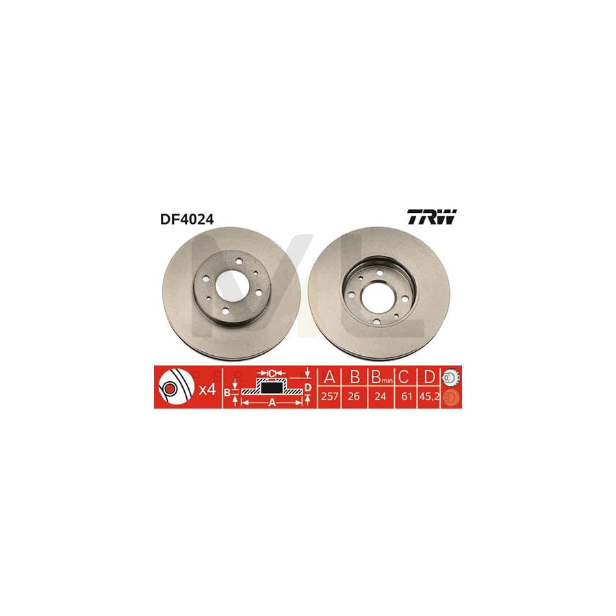 TRW DF4024 Brake Disc Vented, Painted | ML Performance Car Parts