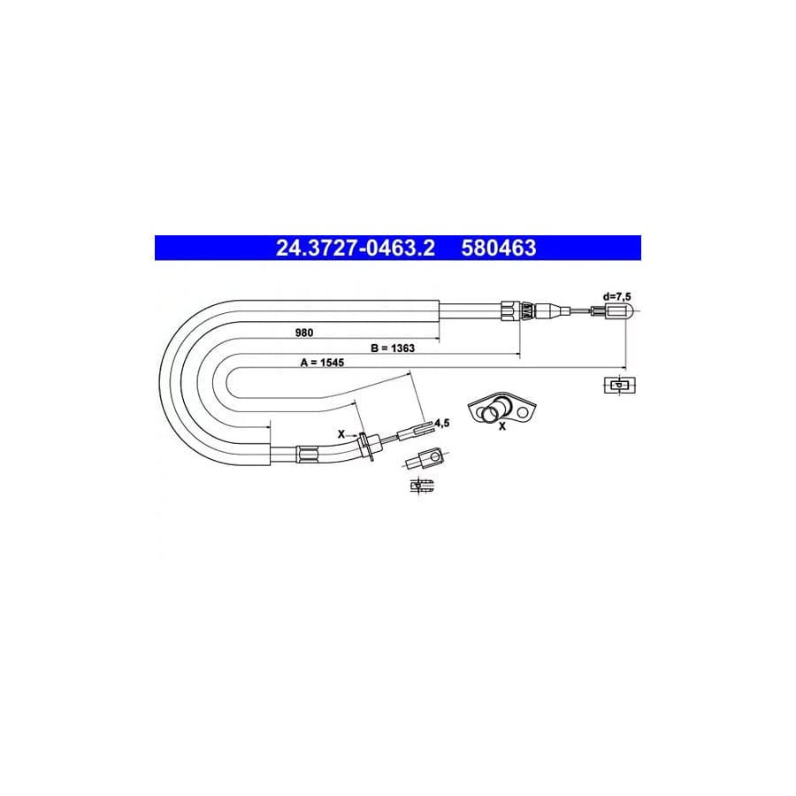 ATE 24.3727-0463.2 Hand Brake Cable Suitable For Mercedes-Benz Sprinter