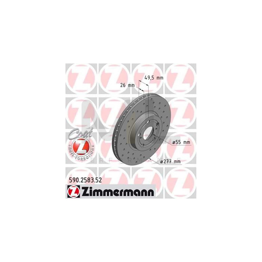 ZIMMERMANN SPORT COAT Z 590.2583.52 Brake Disc for TOYOTA AVENSIS Internally Vented, Perforated, Coated | ML Performance Car Parts