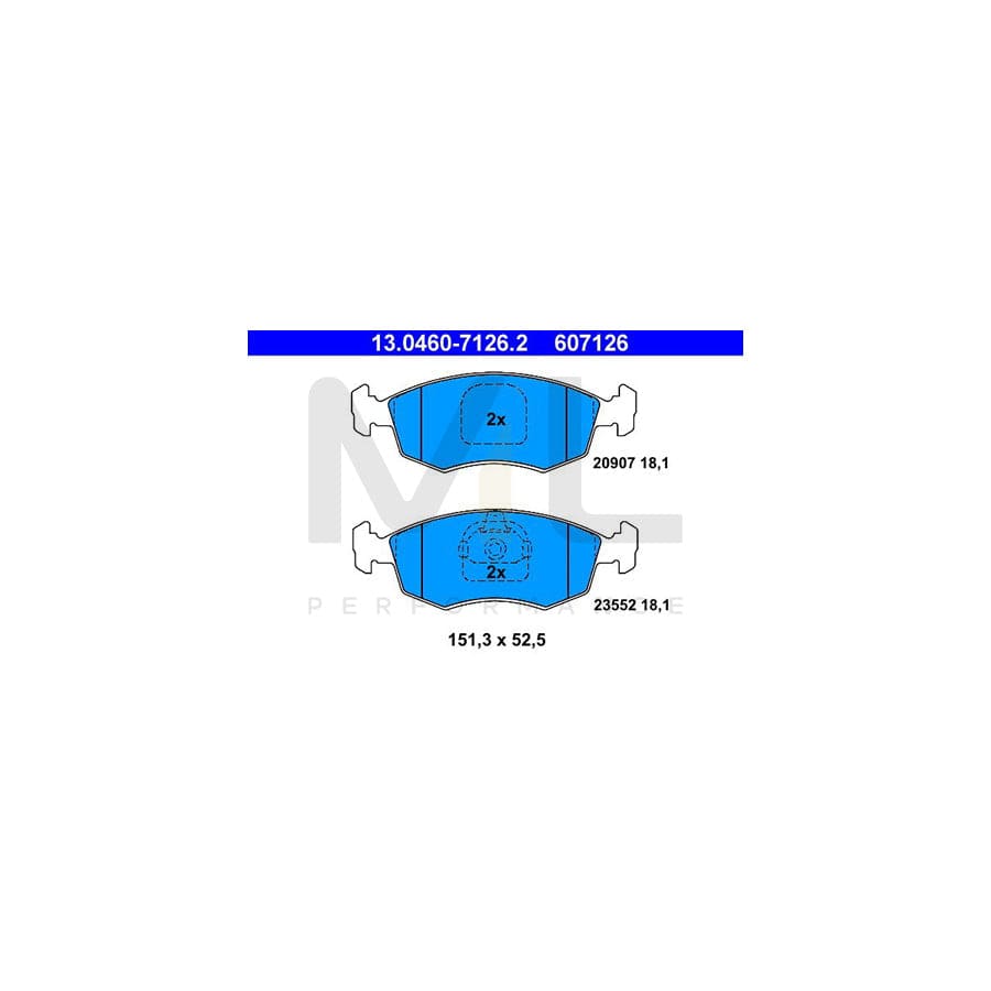 ATE 13.0460-7126.2 Brake pad set excl. wear warning contact, not prepared for wear indicator | ML Performance Car Parts