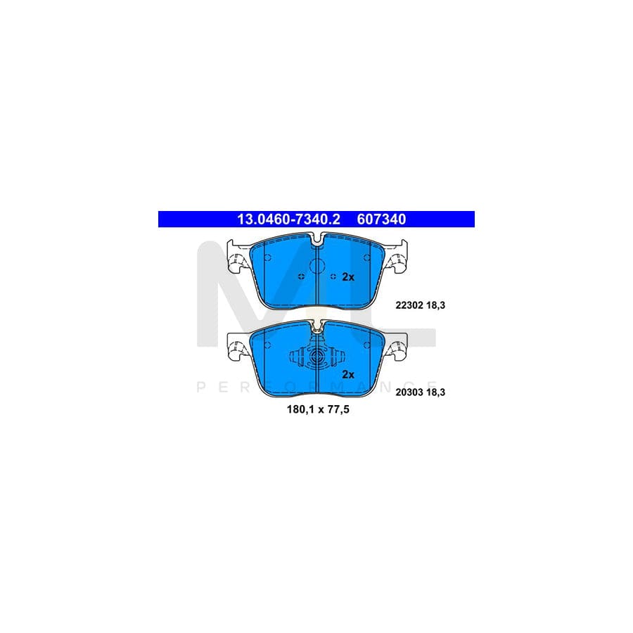 ATE 13.0460-7340.2 Brake pad set excl. wear warning contact, prepared for wear indicator | ML Performance Car Parts