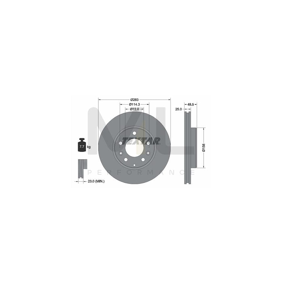 TEXTAR PRO 92125503 Brake Disc for MAZDA 6 Internally Vented, Coated, without wheel hub, without wheel studs | ML Performance Car Parts