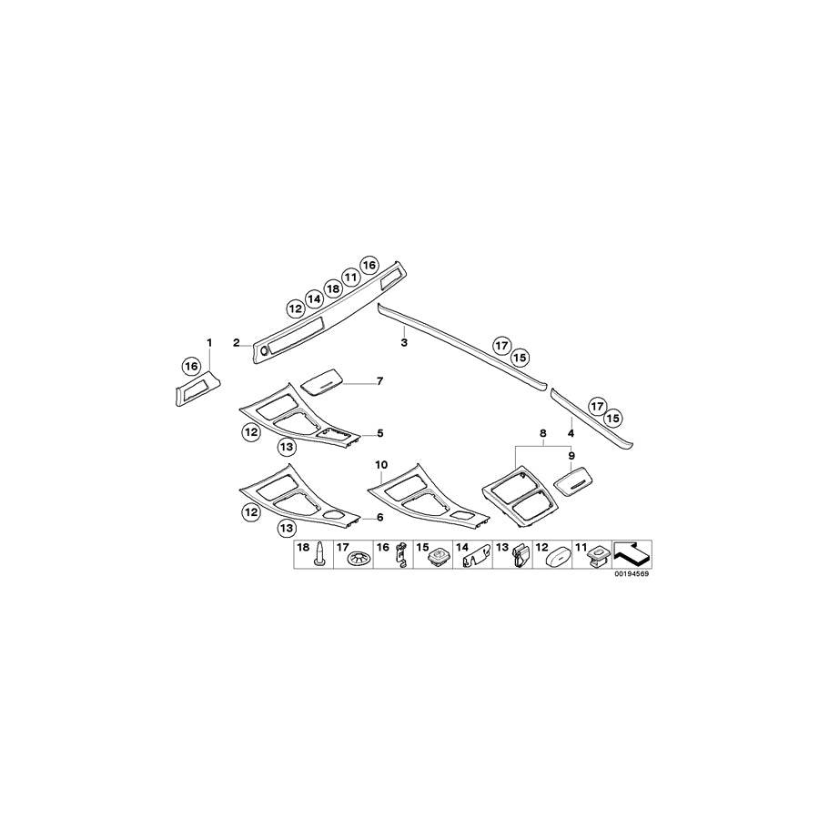 Genuine BMW 51169197290 E92 E93 Cover, Oddments Box, Rear SATINSILBER (Inc. 316i, 330xi & 330i) | ML Performance UK