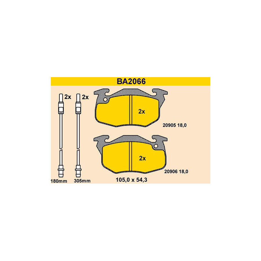 Barum BA2066 Brake Pad Set For Peugeot 106