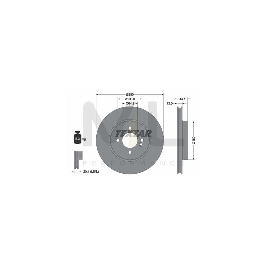 TEXTAR PRO 92157903 Brake Disc Internally Vented, Coated, without wheel hub, without wheel studs | ML Performance Car Parts