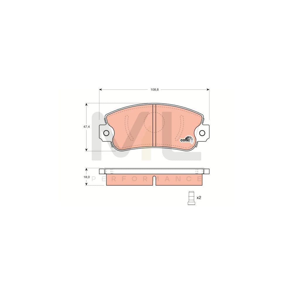 TRW Cotec Gdb297 Brake Pad Set Front Axle, Prepared For Wear Indicator, With Accessories | ML Performance Car Parts