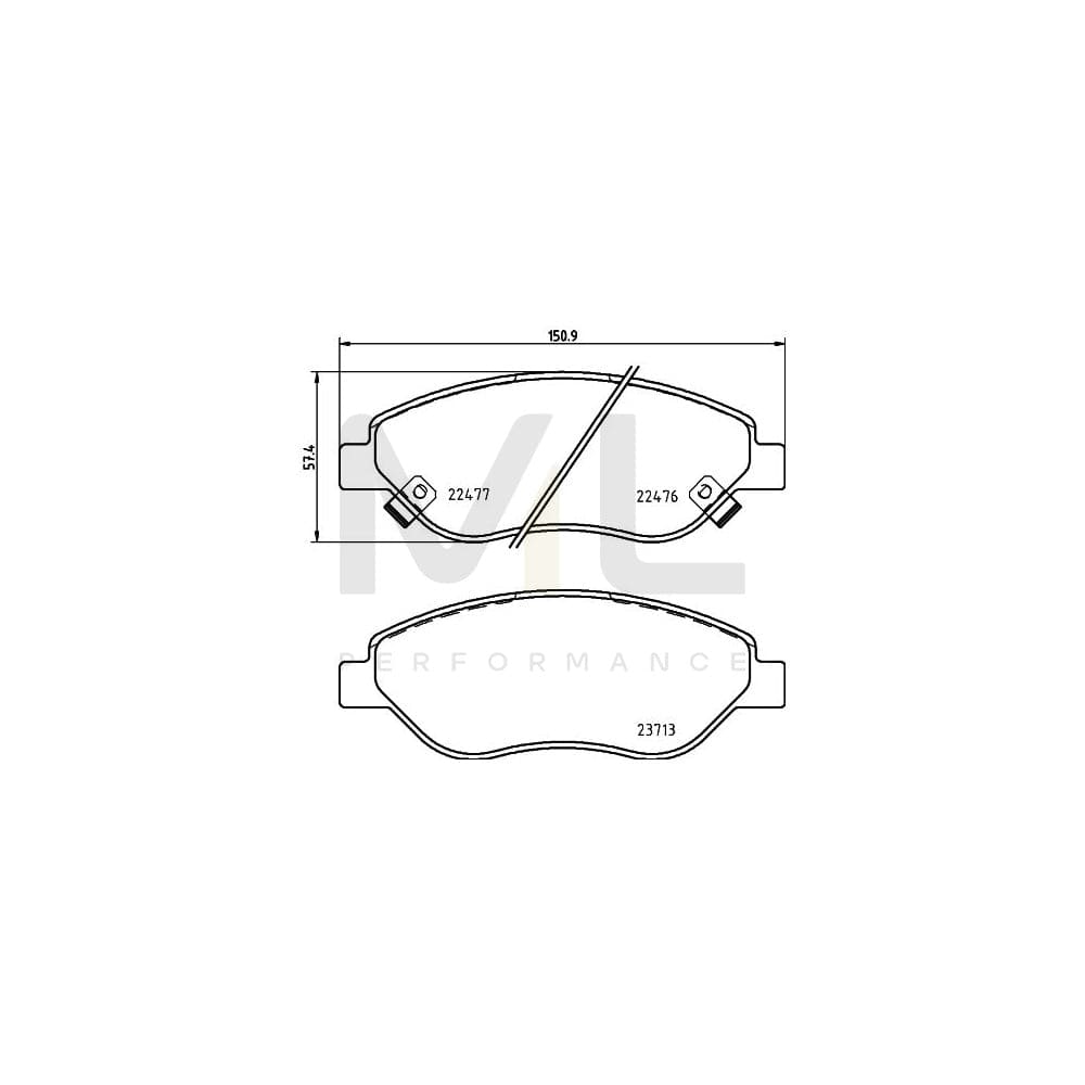 Hella 8DB 355 025-631 Brake Pad Set For Fiat Tipo With Acoustic Wear Warning, With Accessories | ML Performance Car Parts