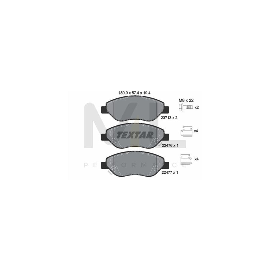 TEXTAR 2247601 Brake pad set for FIAT TIPO with acoustic wear warning, with brake caliper screws, with accessories | ML Performance Car Parts