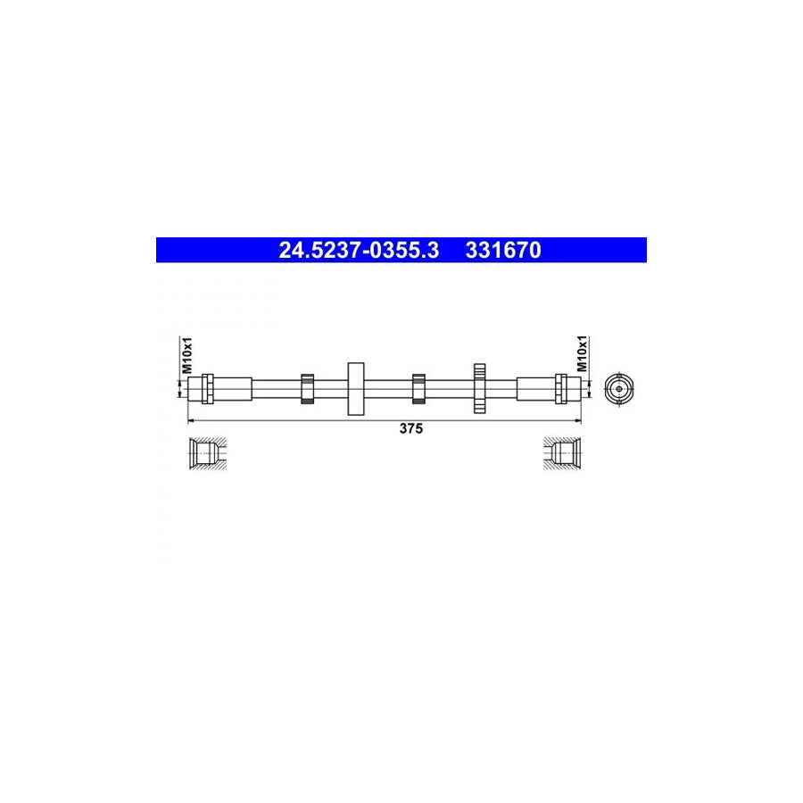 ATE 24.5237-0355.3 Brake Hose For Vw Transporter