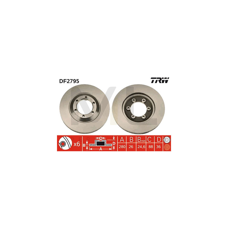 TRW DF2795 Brake Disc Vented | ML Performance Car Parts