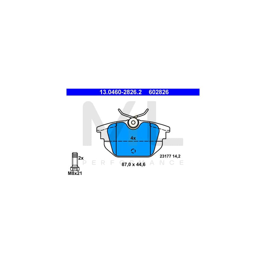 ATE 13.0460-2826.2 Brake pad set excl. wear warning contact, with brake caliper screws | ML Performance Car Parts