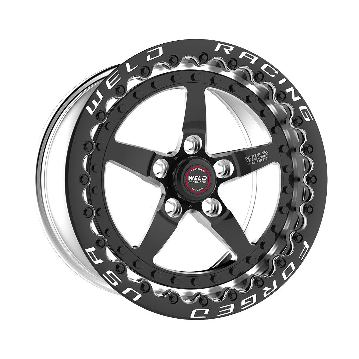 Weld 791B510206F Weldstar Beadlock Wheel 15x10 5x4.5 ET-64 BS3 Black Center - Black Shell