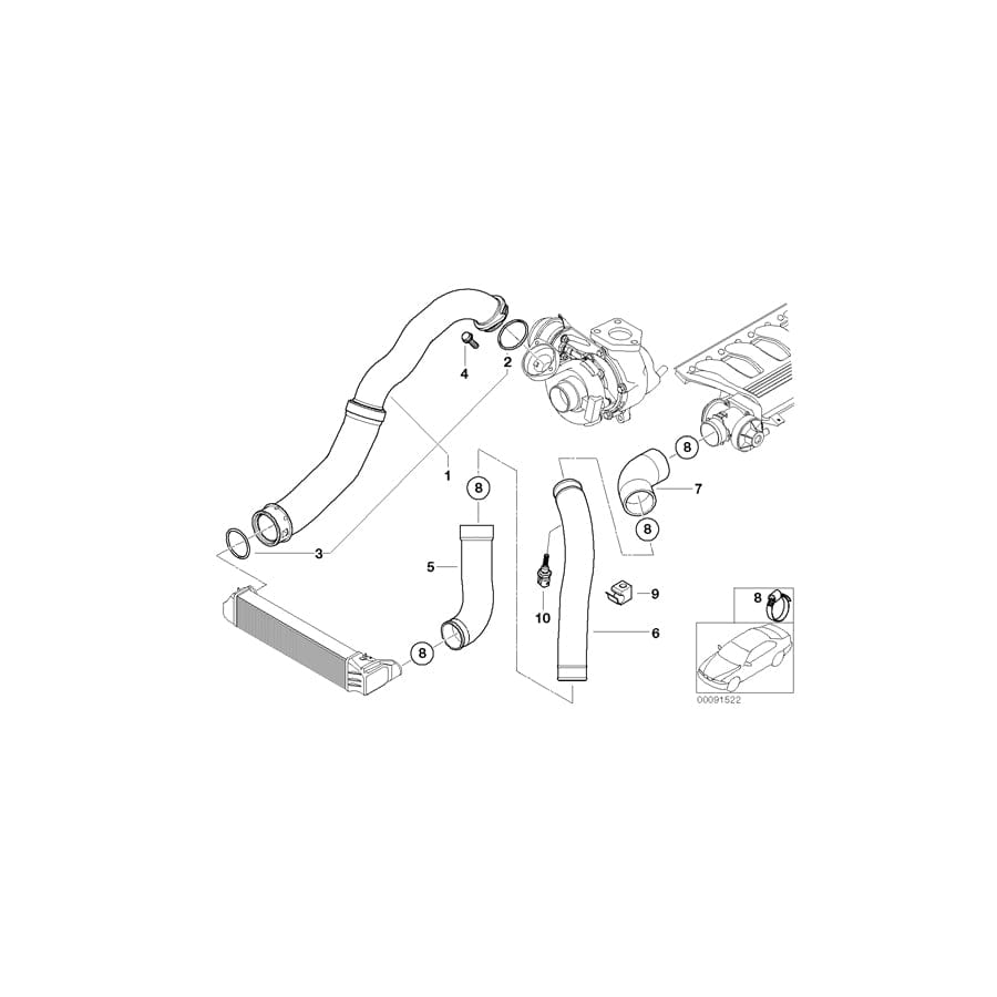 Genuine BMW 11617788307 E46 Charge Air Tube (Inc. 320d & 320td) | ML Performance UK Car Parts