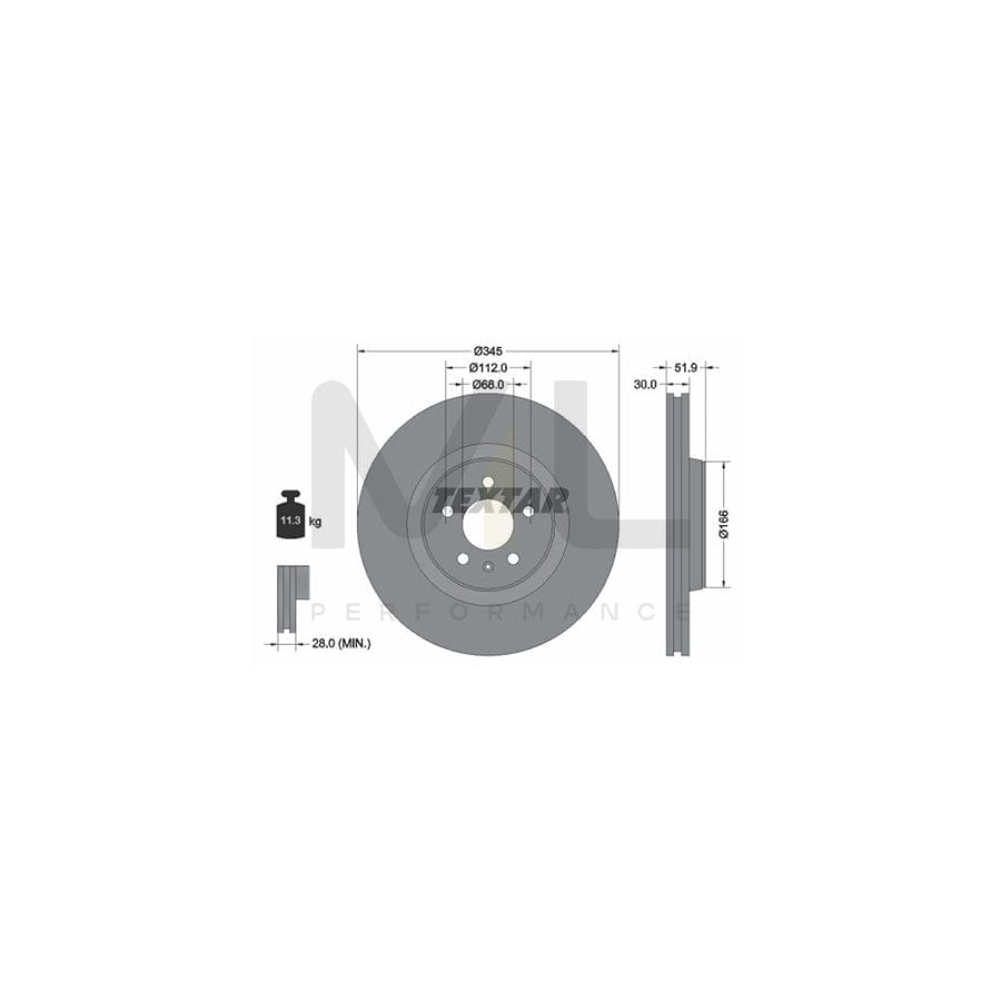 TEXTAR PRO 92229203 Brake Disc for PORSCHE Macan (95B) Internally Vented, Coated, without wheel hub, without wheel studs | ML Performance Car Parts