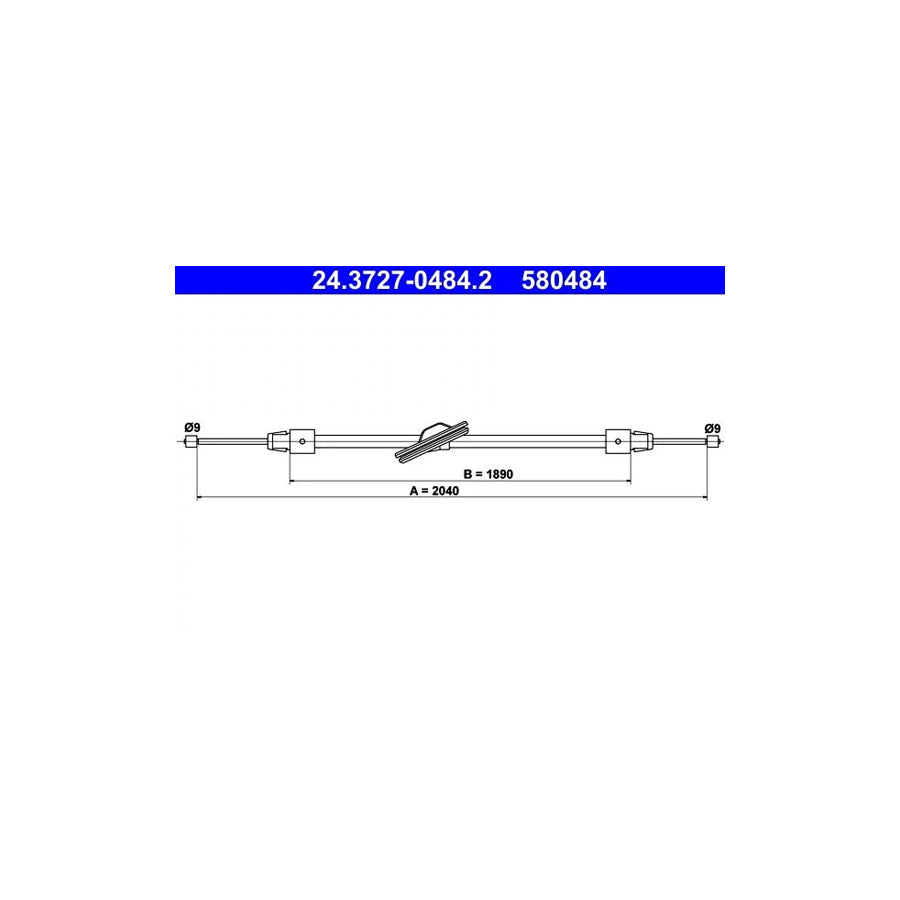 ATE 24.3727-0484.2 Hand Brake Cable