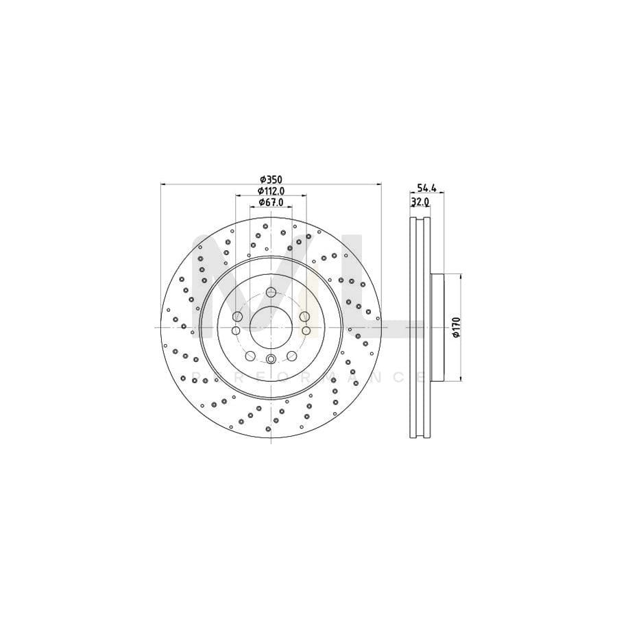 HELLA PRO High Carbon 8DD 355 122-541 Brake Disc Internally Vented, Perforated, Coated, High-carbon, without wheel hub, without wheel studs | ML Performance Car Parts