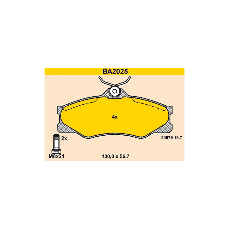 Barum BA2025 Brake Pad Set For Vw Transporter