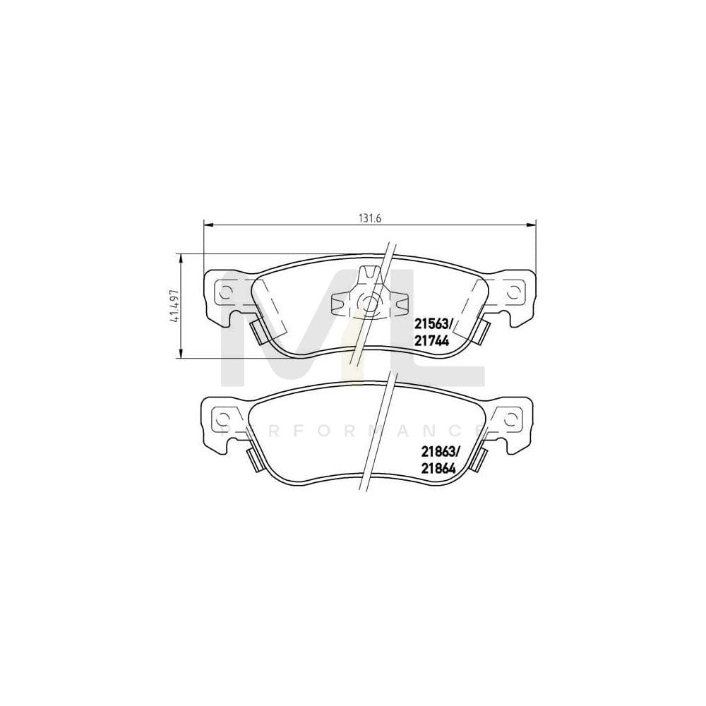 Brembo P 34 003 Brake Pad Set For Isuzu Trooper With Acoustic Wear Warning, With Piston Clip | ML Performance Car Parts