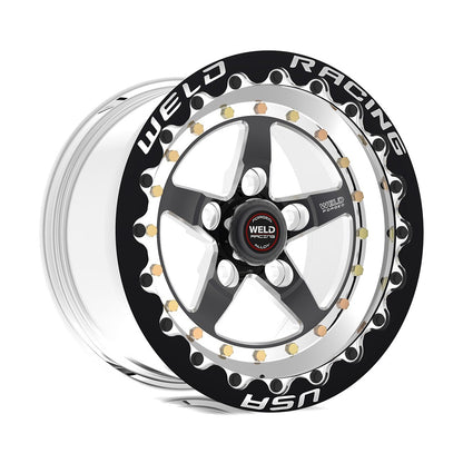 Weld 791B510206F Weldstar Beadlock Wheel 15x10 5x4.5 ET-64 BS3 Black Center - Black Shell