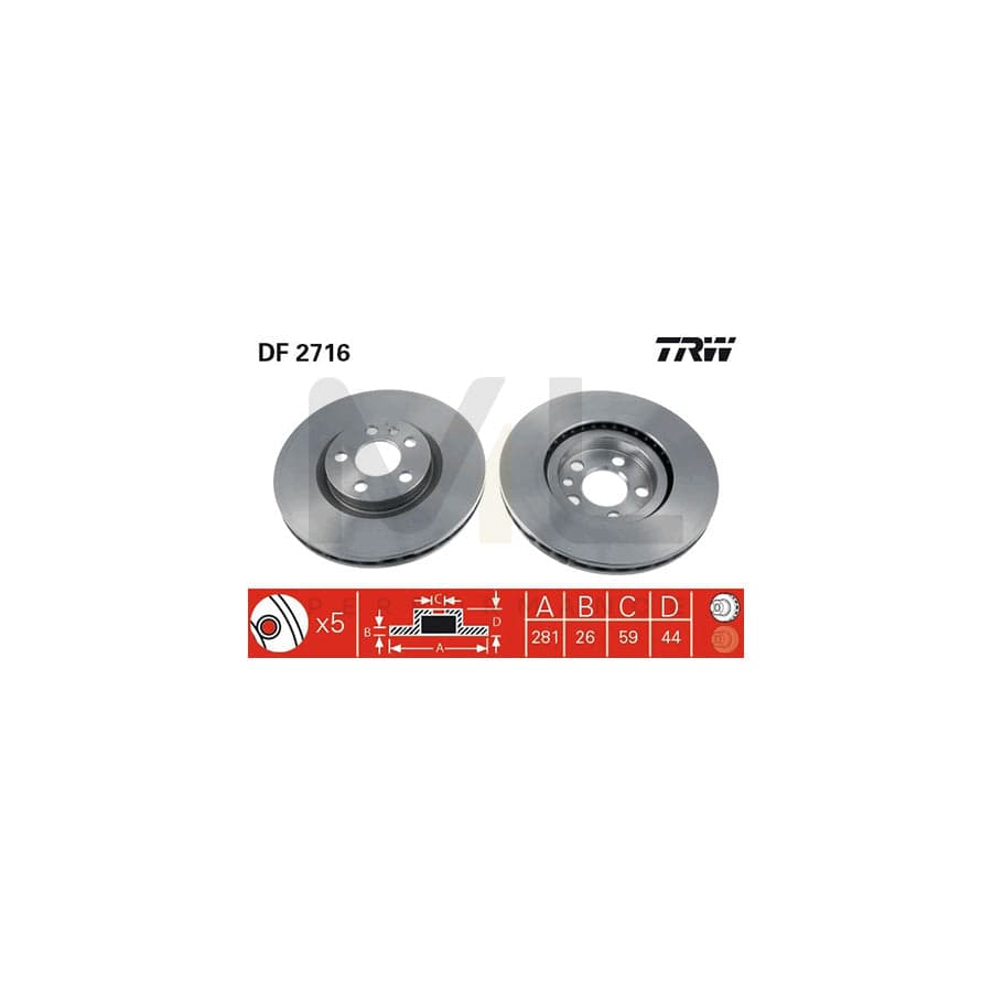 TRW DF2716 Brake Disc Vented, Painted | ML Performance Car Parts