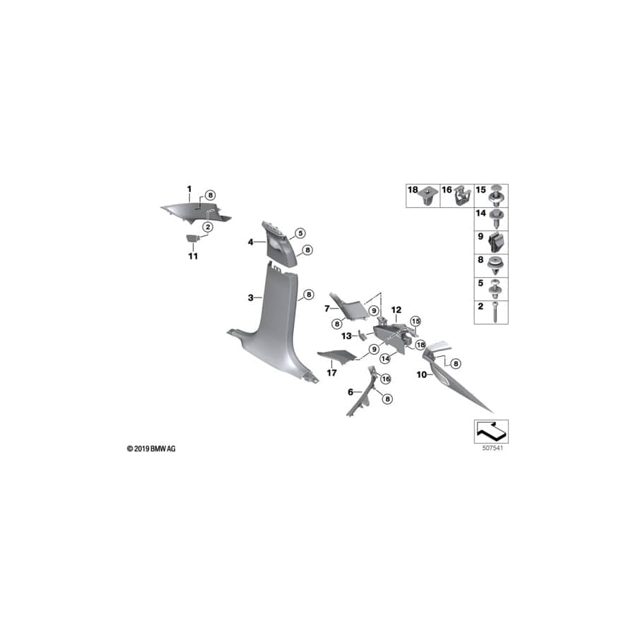 Genuine BMW 51437949865 G06 Cover, Belt Guide, Left ELFENBEINWEISS (Inc. X6) | ML Performance UK Car Parts