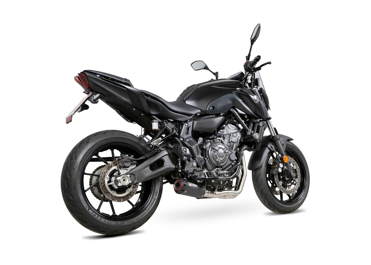 Scorpion PYA121SYSBCER Yamaha MT-07 Red Power Full System - Black Ceramic Coated Sleeve | ML Performance UK UK