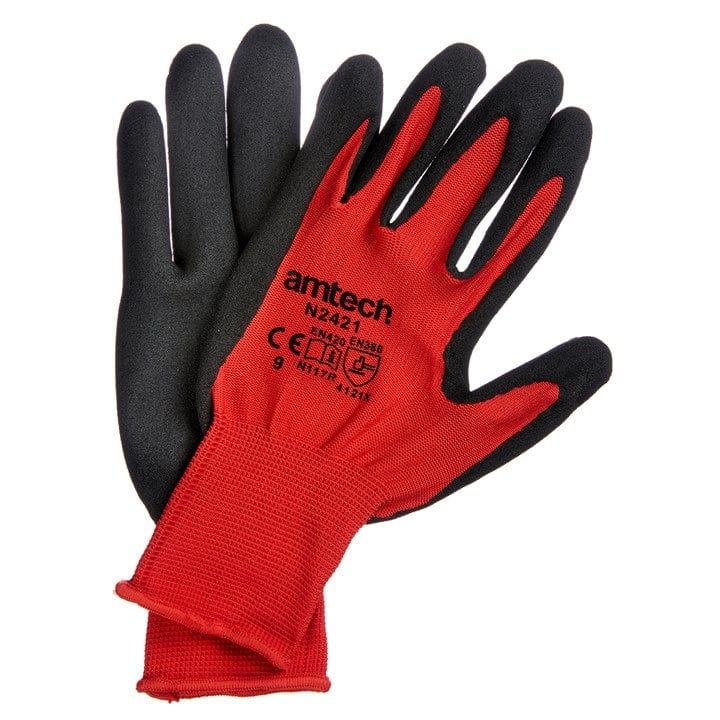 Amtech Nitrile Performance Work Gloves Large (Size: 9) | ML Performance DIY & Power Tools