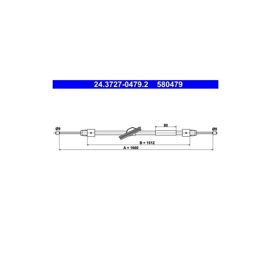 ATE 24.3727-0479.2 Hand Brake Cable