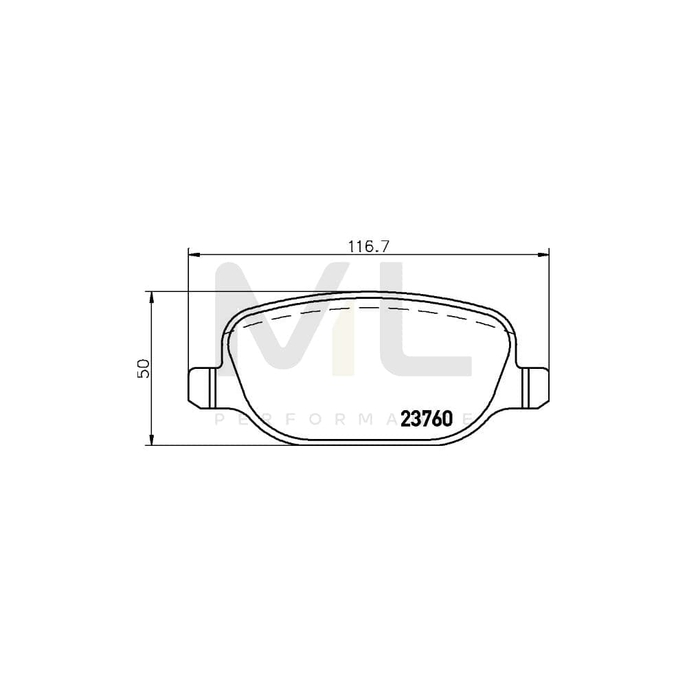 Hella 8DB 355 006-741 Brake Pad Set Not Prepared For Wear Indicator, With Brake Caliper Screws, With Accessories | ML Performance Car Parts