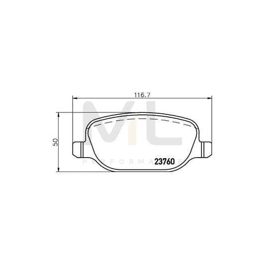 Hella 8DB 355 006-741 Brake Pad Set Not Prepared For Wear Indicator, With Brake Caliper Screws, With Accessories | ML Performance Car Parts