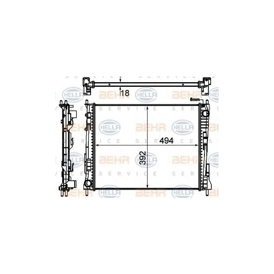 Hella 8MK 376 746-751 Engine Radiator For Renault Twingo II Hatchback