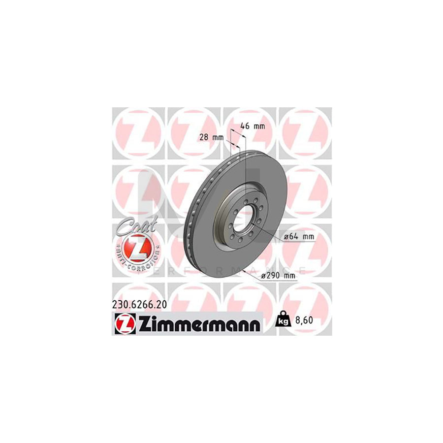 ZIMMERMANN COAT Z 230.6266.20 Brake Disc for IVECO Daily Internally Vented, Coated | ML Performance Car Parts