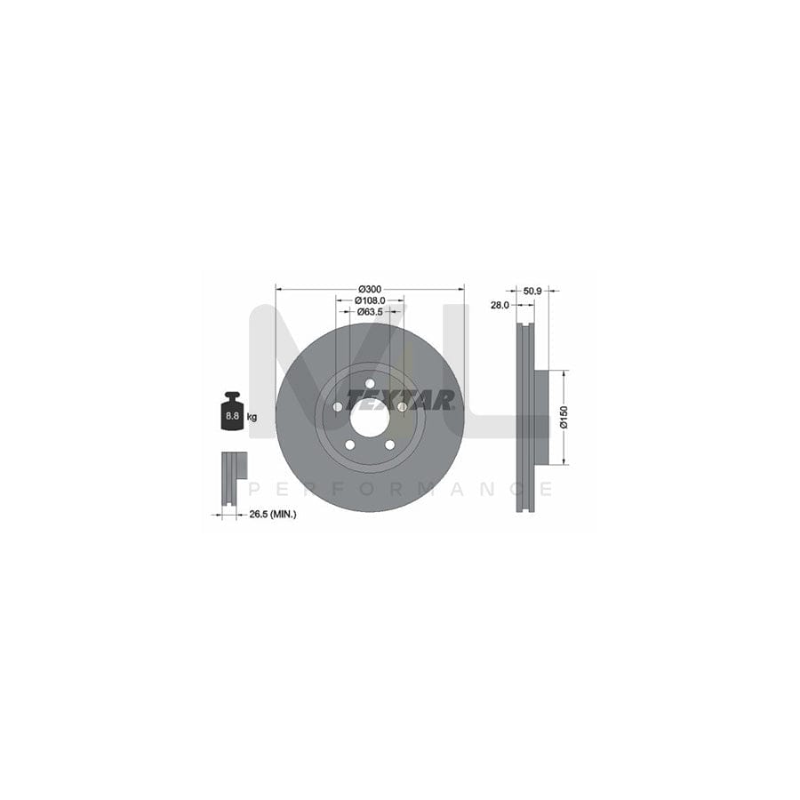 TEXTAR PRO+ 92283105 Brake Disc Internally Vented, Coated, High-carbon, without wheel hub, without wheel studs | ML Performance Car Parts