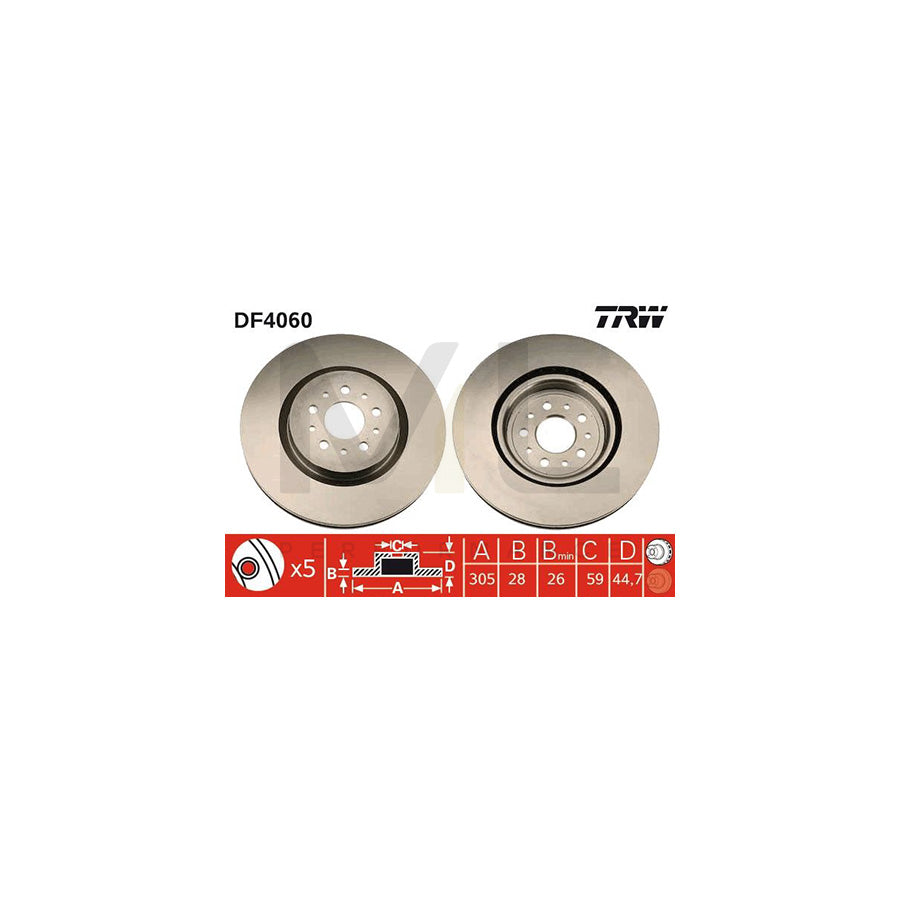 TRW DF4060 Brake Disc Vented | ML Performance Car Parts