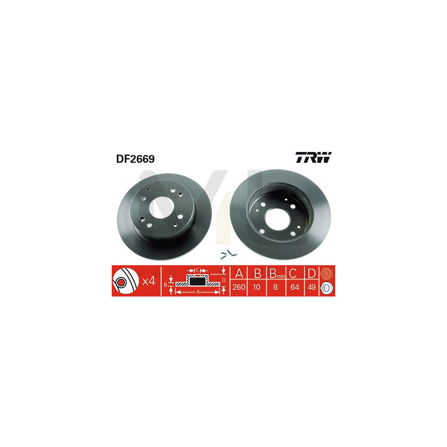 TRW DF2669 Brake Disc Solid, with bolts/screws | ML Performance Car Parts