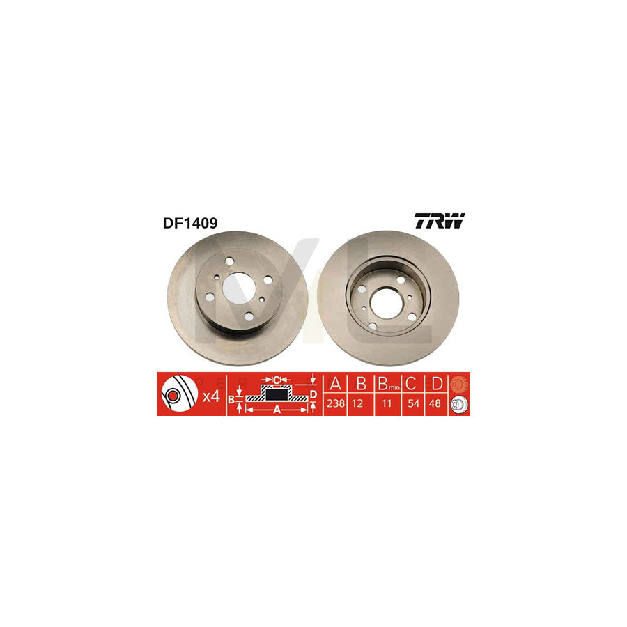 TRW DF1409 Brake Disc for TOYOTA COROLLA Solid | ML Performance Car Parts